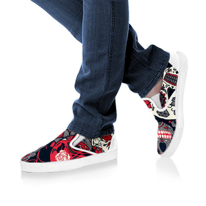 Sugar Skulls & Roses Slip On Shoes