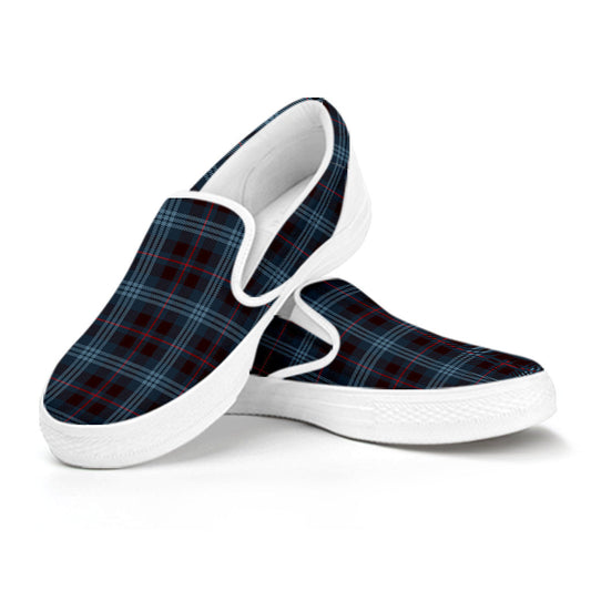 Blue Plaid Slip On Shoes