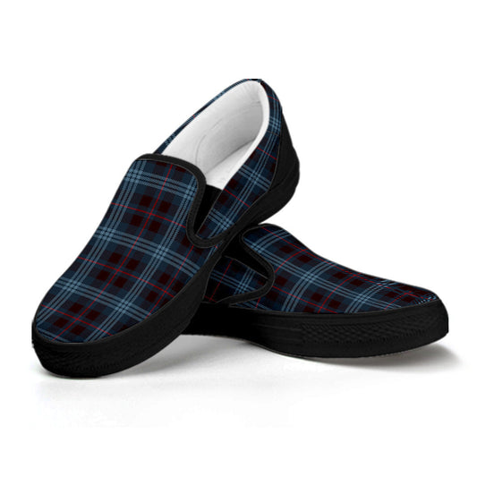 Blue Plaid Slip On Shoes