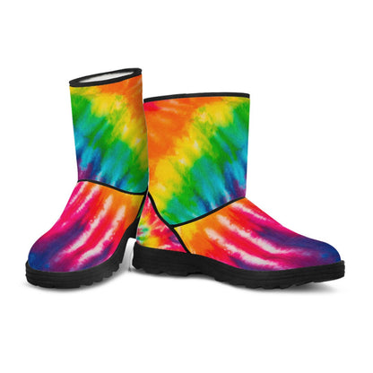 Colorful Tie Dye Spiral Faux Fur Boots