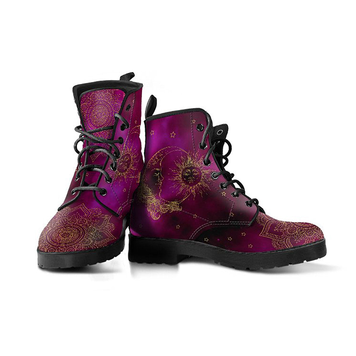 Purple Sun & Moon Printed Boots