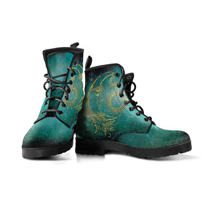 Teal Sun & Moon Printed Boots