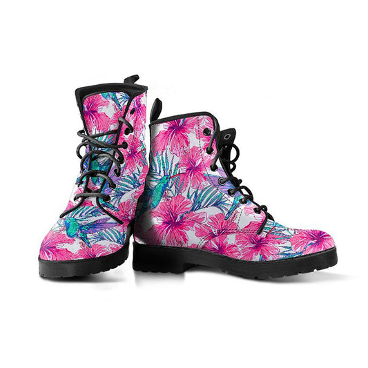 Pink Tropical Hummingbird Womens Boots