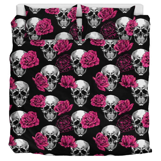 Pink Floral Skull - Bedding Set