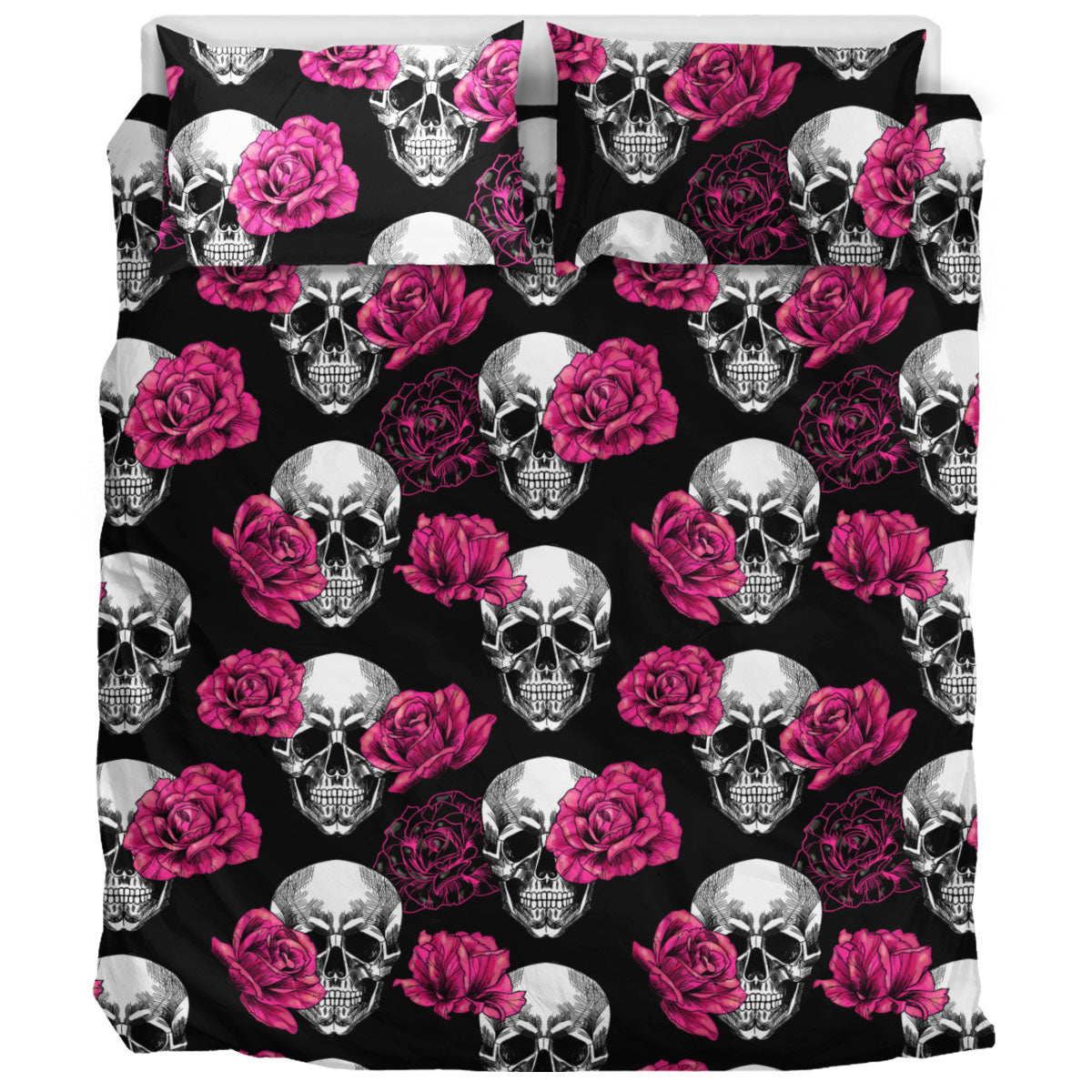 Pink Floral Skull - Bedding Set