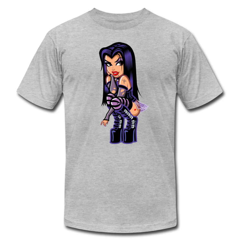 Cut Purple Cartoon Girl - heather gray