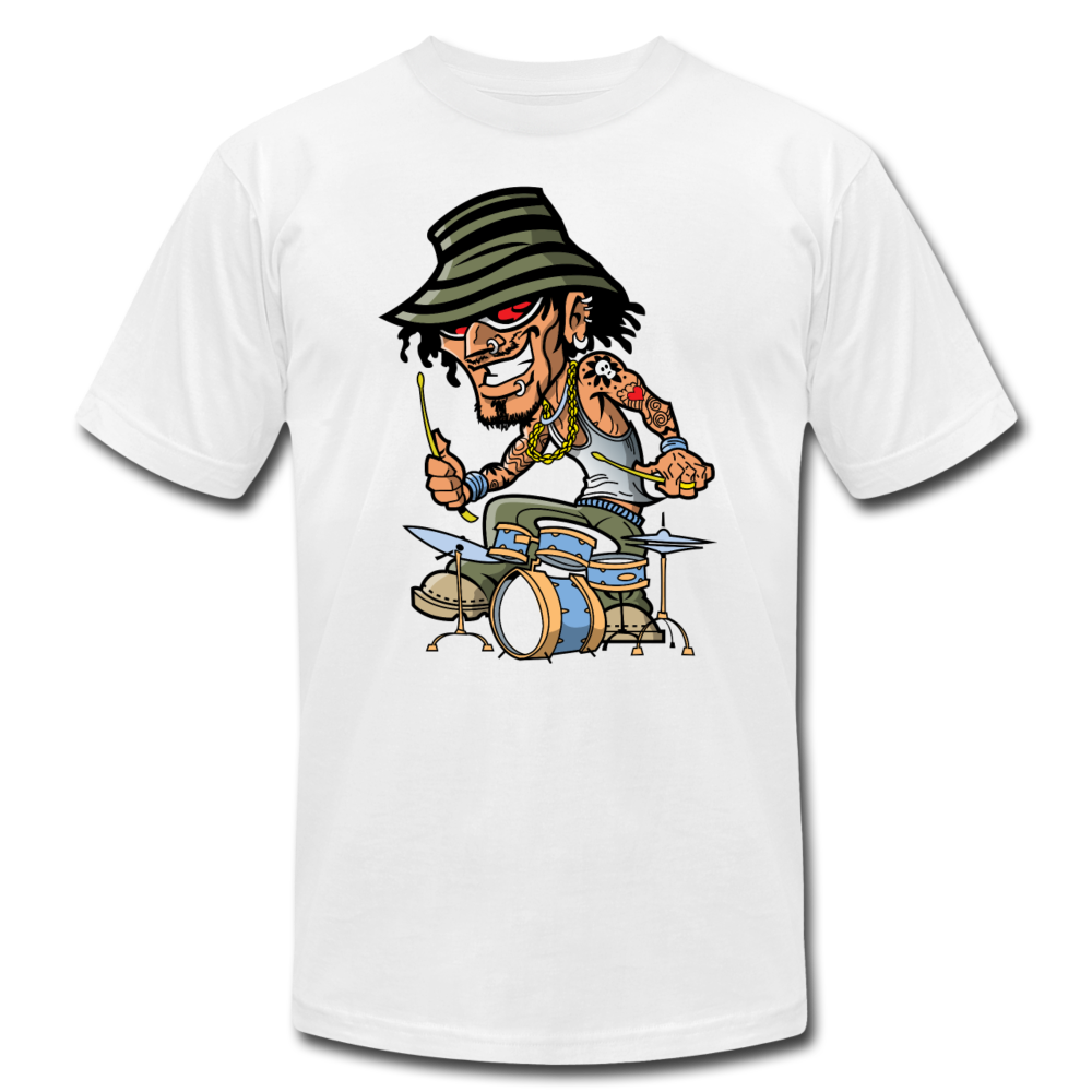 Drummer Cartoon T-Shirt - white