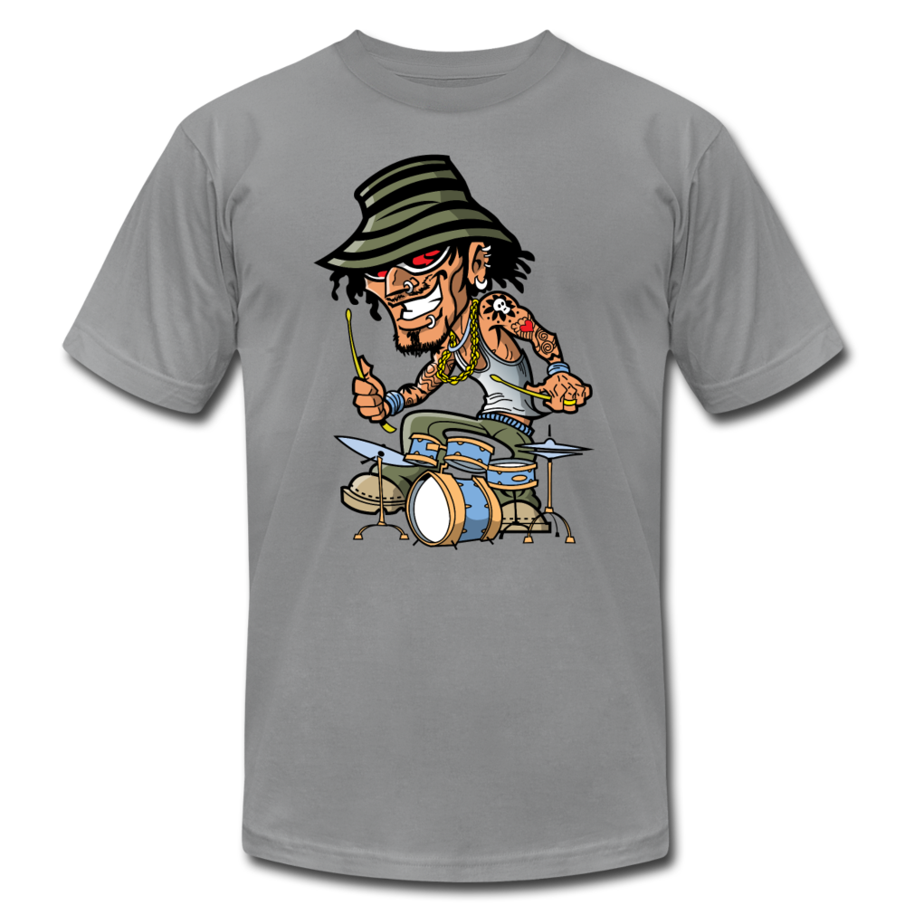 Drummer Cartoon T-Shirt - slate