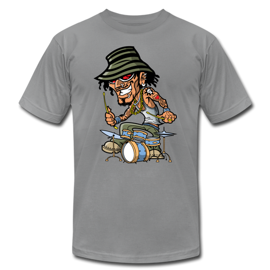 Drummer Cartoon T-Shirt - slate