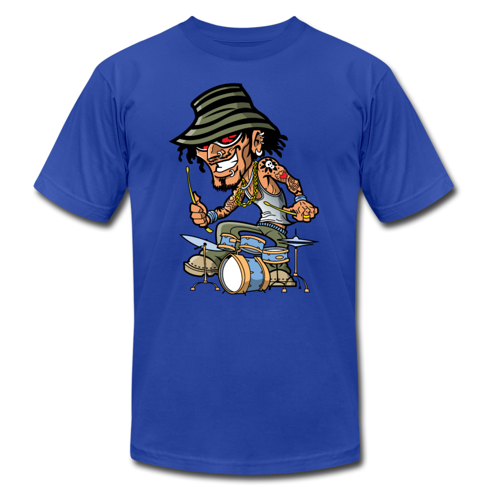 Drummer Cartoon T-Shirt - royal blue