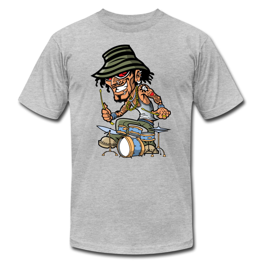Drummer Cartoon T-Shirt - heather gray