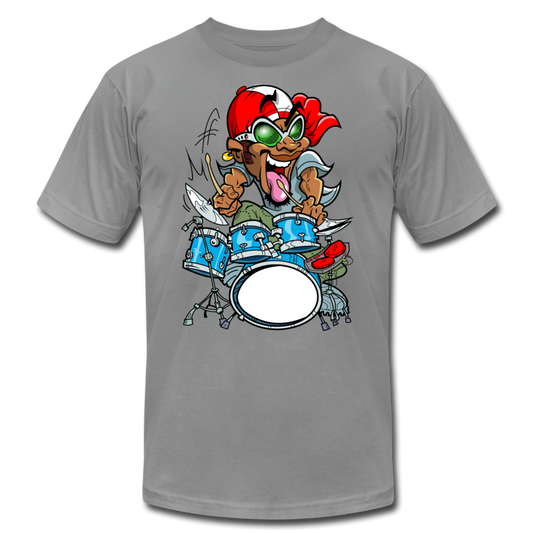 Drummer Cartoon T-Shirt - slate