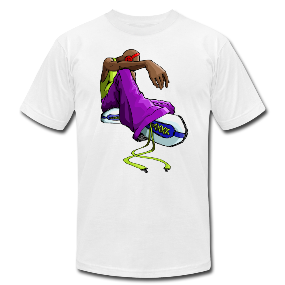 Sitting Hip Hop Cartoon T-Shirt - white
