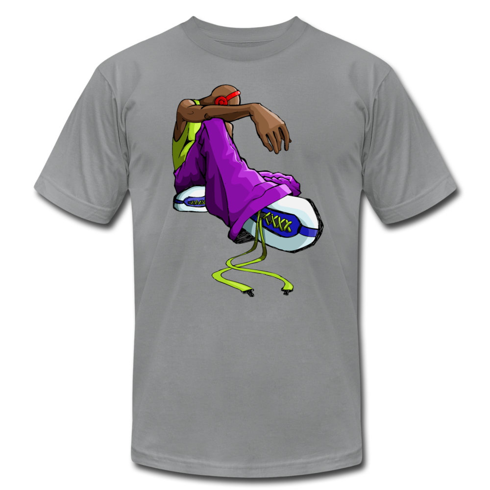 Sitting Hip Hop Cartoon T-Shirt - slate