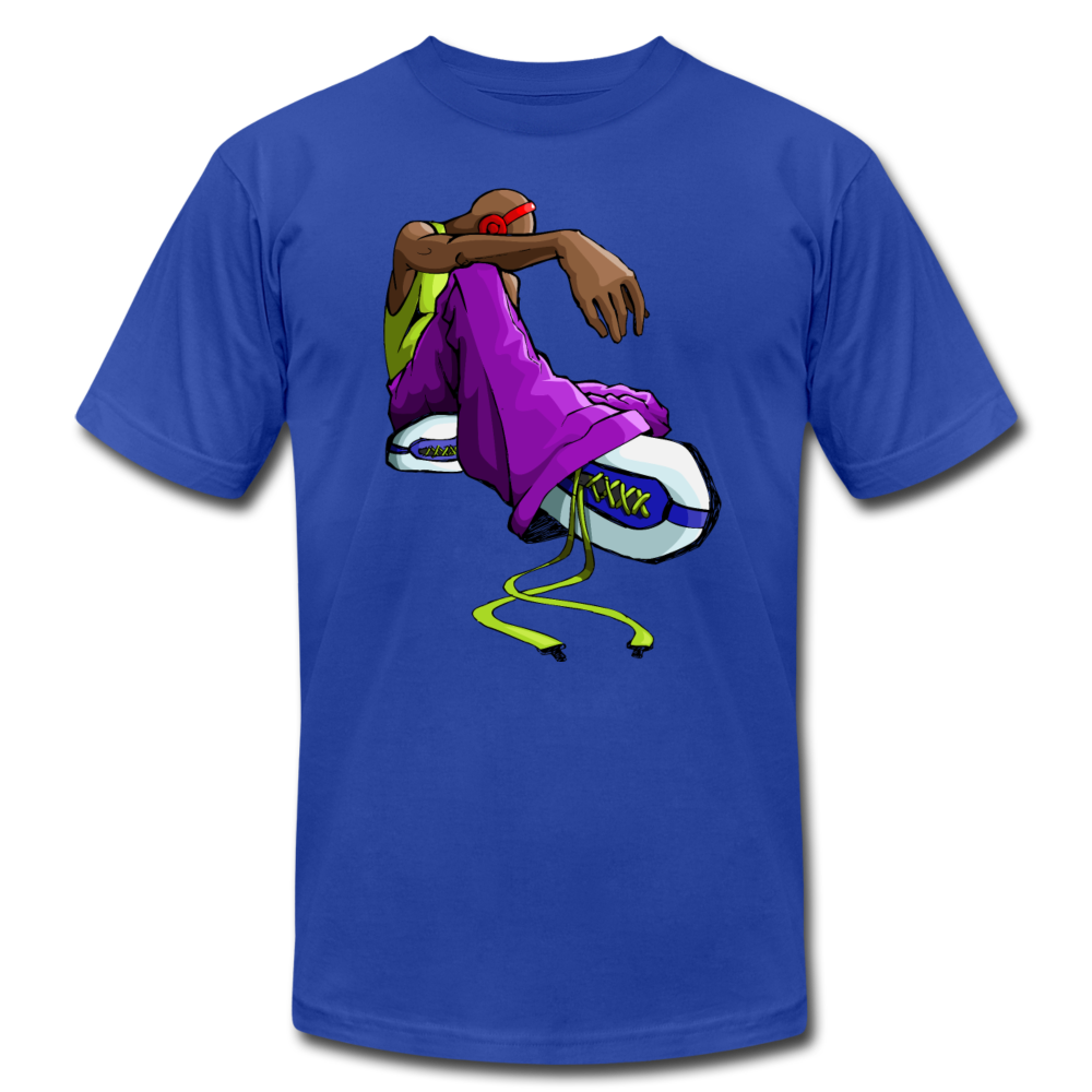 Sitting Hip Hop Cartoon T-Shirt - royal blue