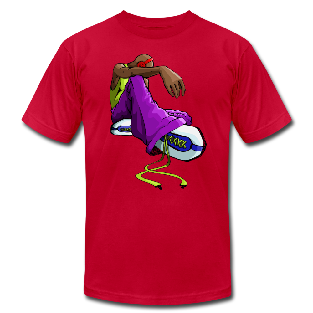 Sitting Hip Hop Cartoon T-Shirt - red