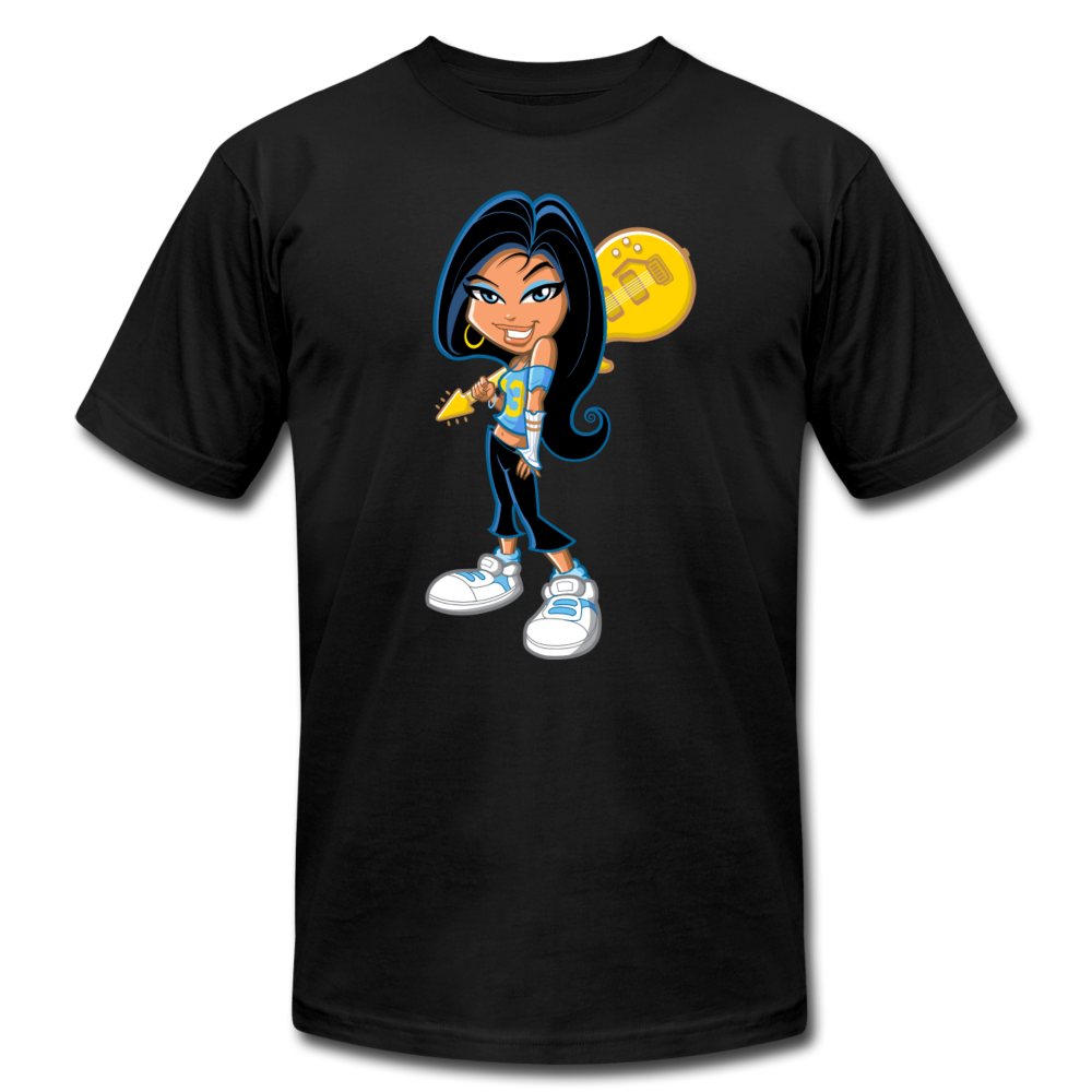 Cartoon Girl with Guitar T-Shirt - black