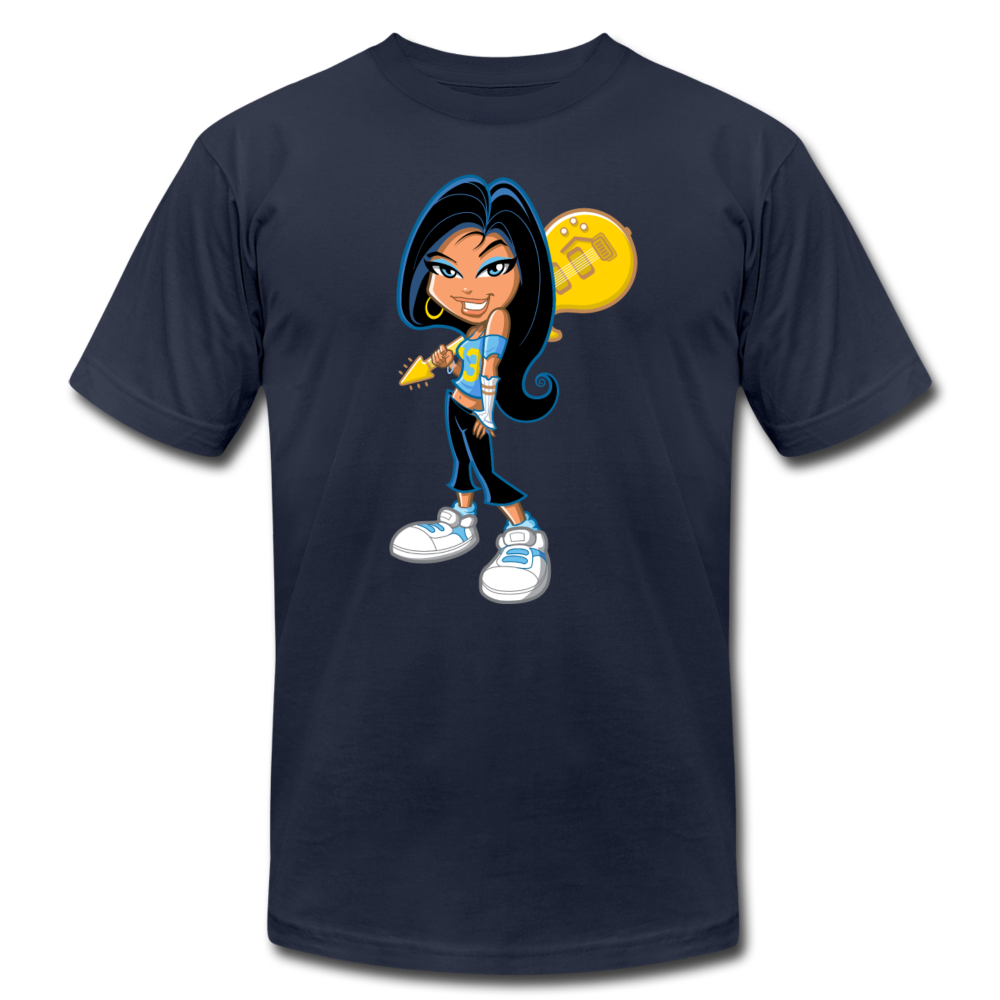 Cartoon Girl with Guitar T-Shirt - navy