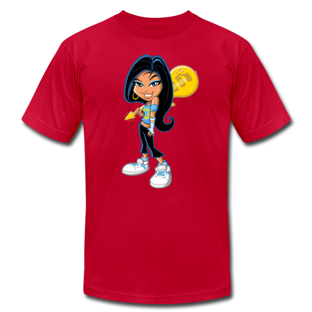 Cartoon Girl with Guitar T-Shirt - red