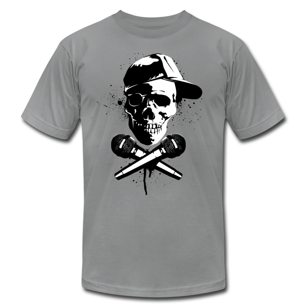 Hip Hop Skull & Cross Microphones T-Shirt - slate