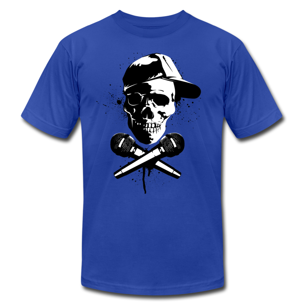 Hip Hop Skull & Cross Microphones T-Shirt - royal blue