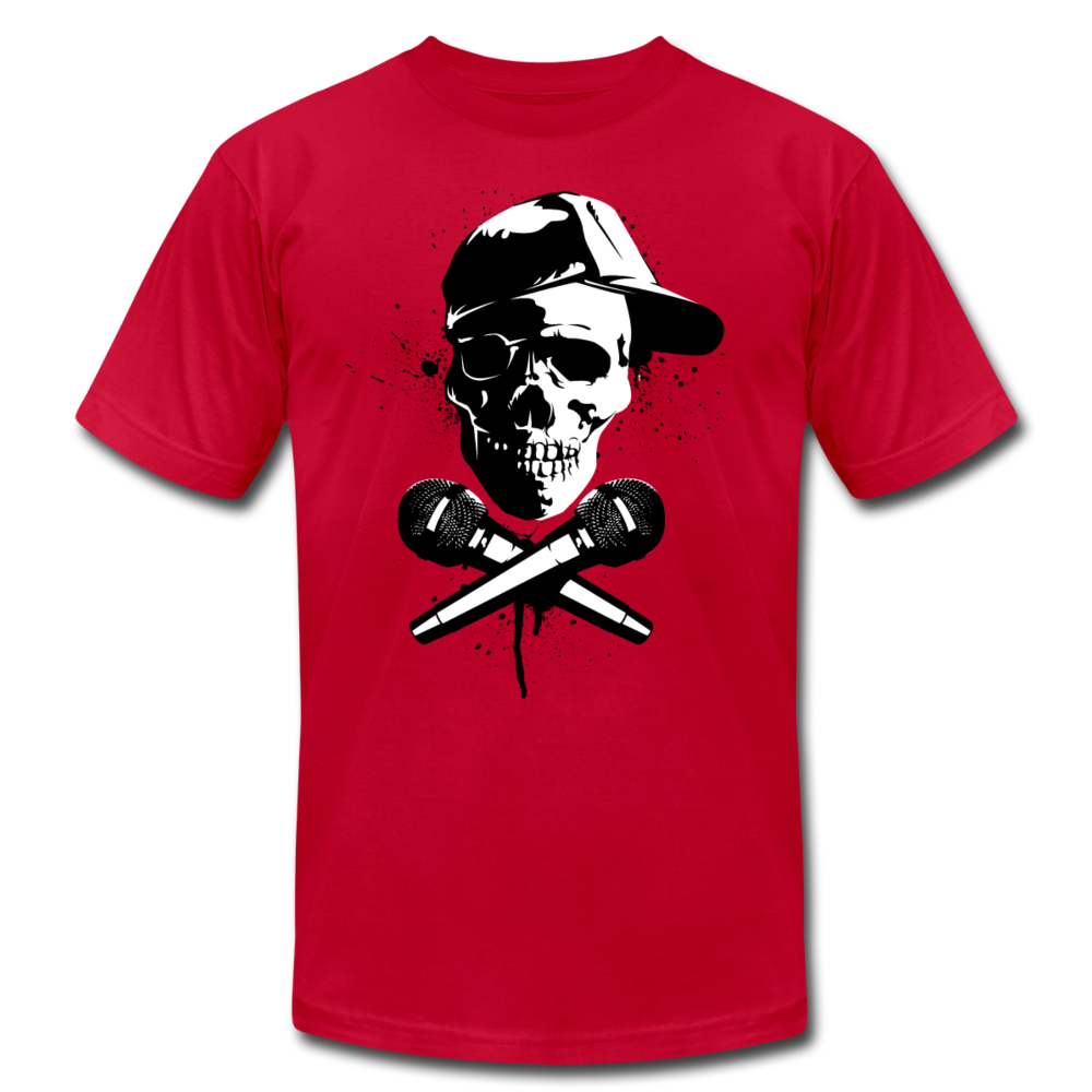 Hip Hop Skull & Cross Microphones T-Shirt - red