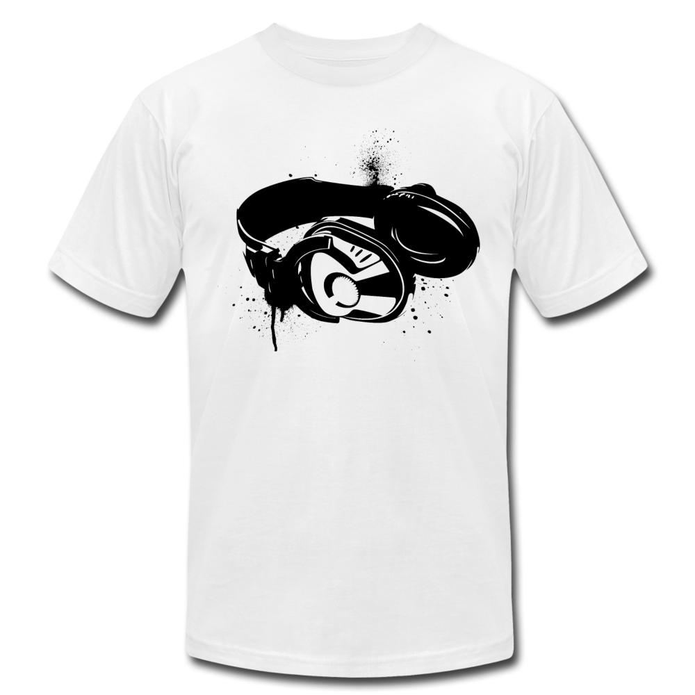 Black & White Head Phones T-Shirt - white