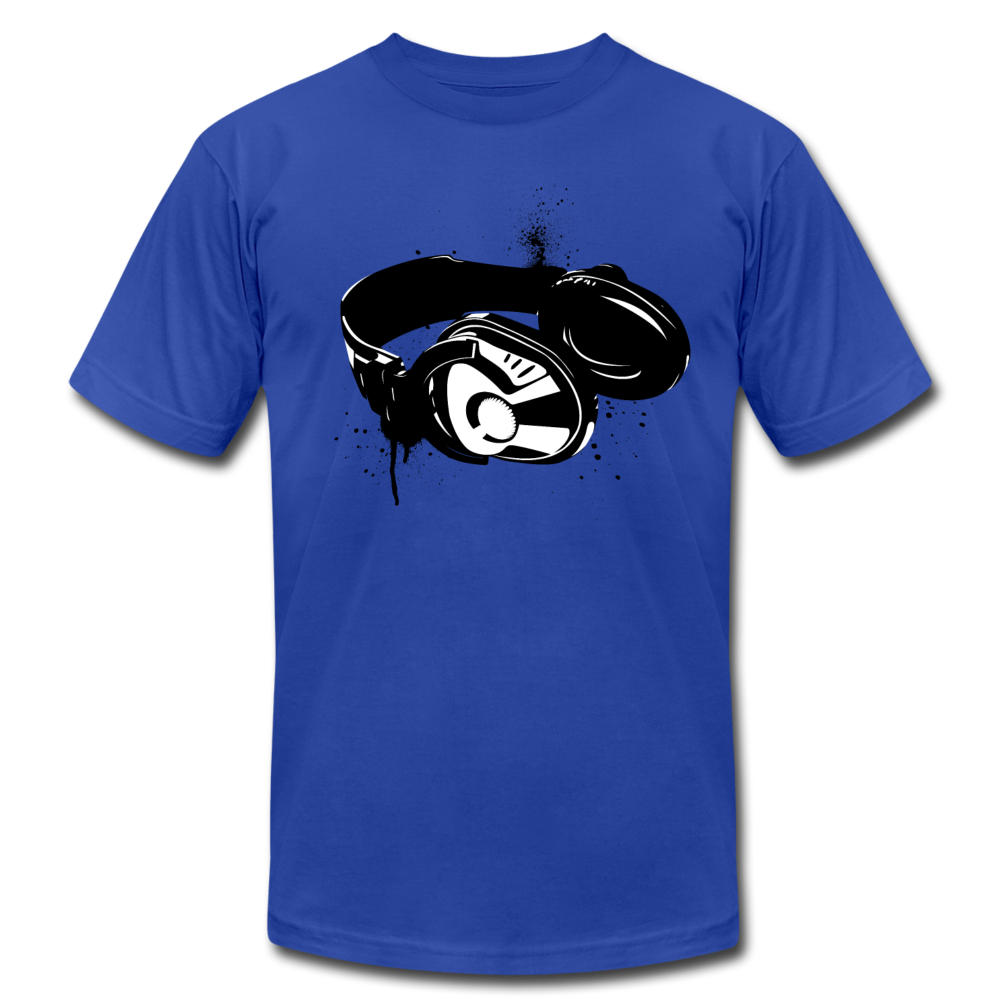 Black & White Head Phones T-Shirt - royal blue