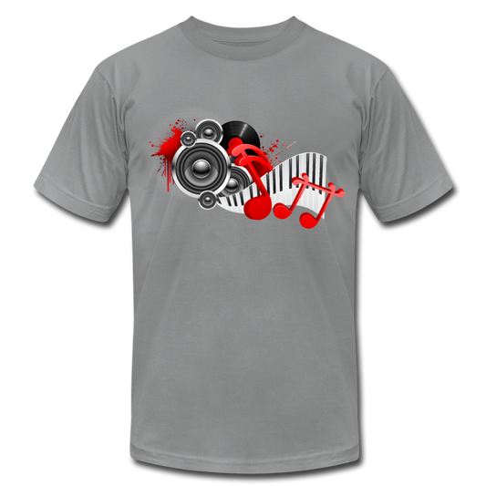 Music Notes & Speakers T-Shirt - slate