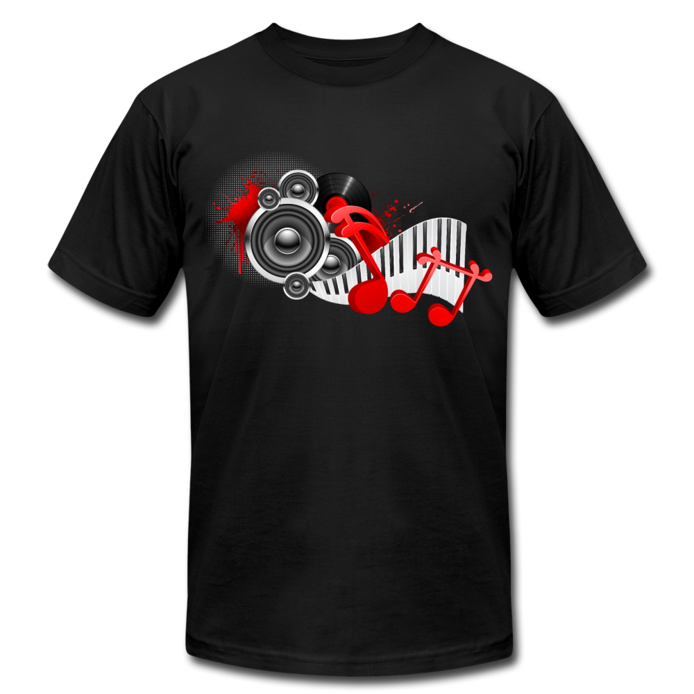Music Notes & Speakers T-Shirt - black