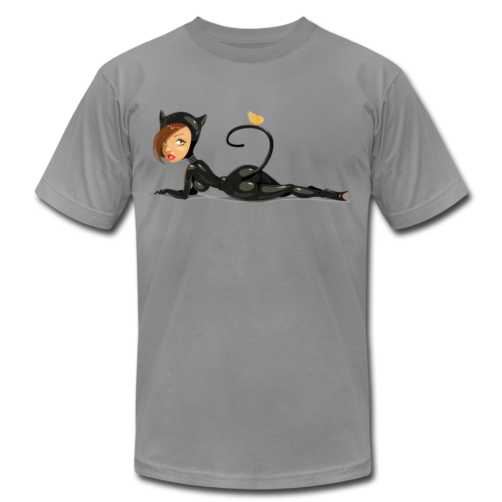 Cat Girl Cartoon T-Shirt - slate