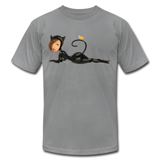 Cat Girl Cartoon T-Shirt - slate