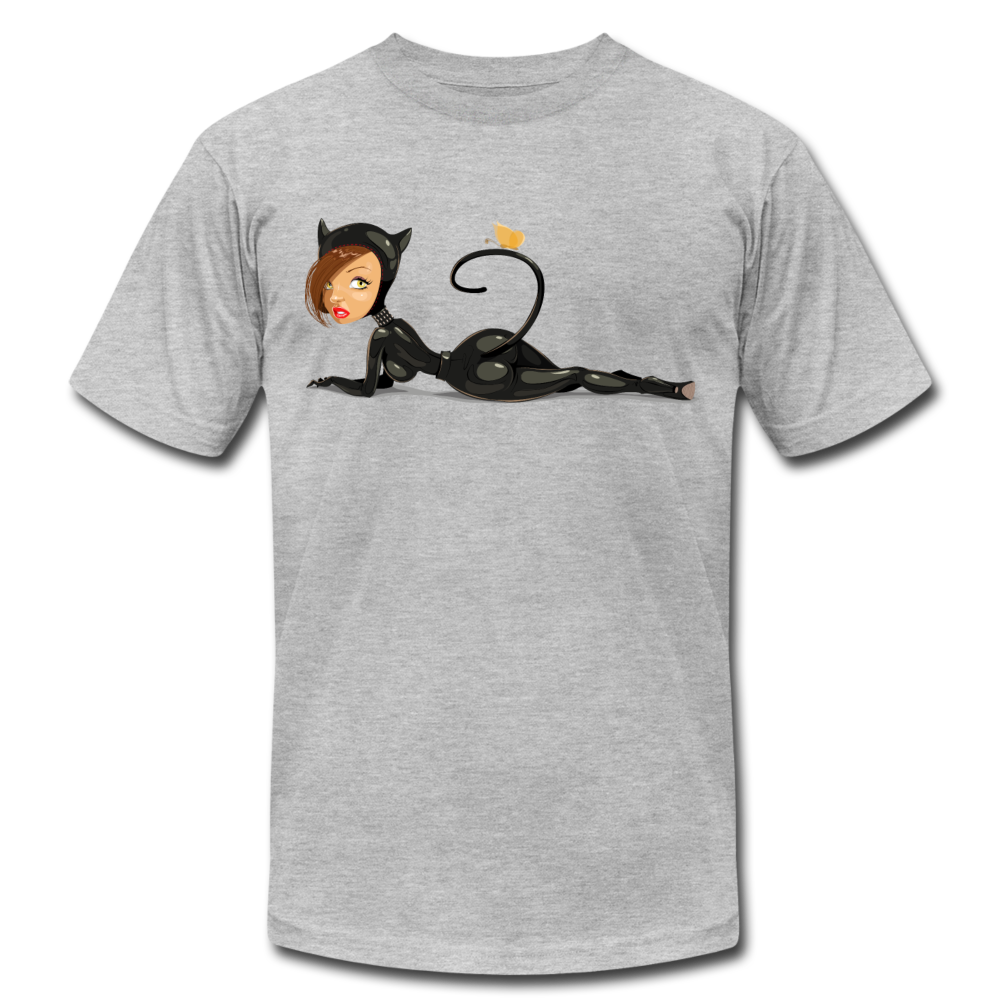 Cat Girl Cartoon T-Shirt - heather gray