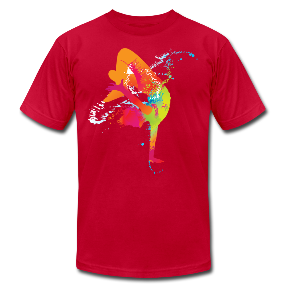 Colorful Abstract B-Boy Dancer T-Shirt - red