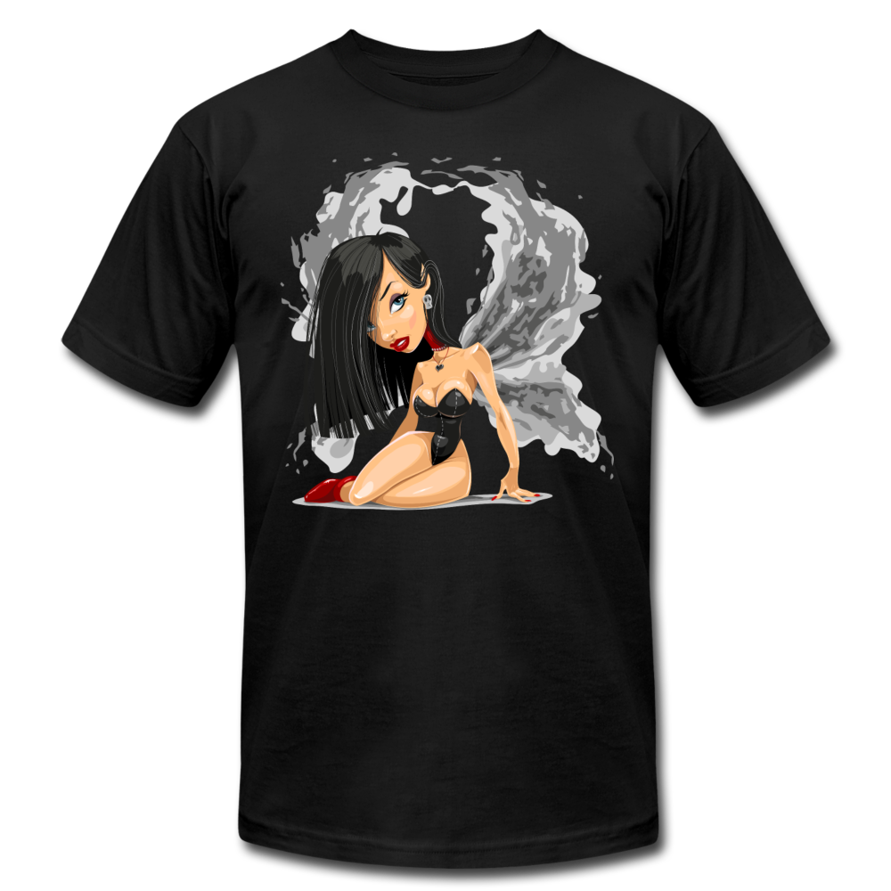 Girl Wings Cartoon T-Shirt - black