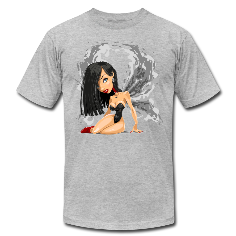 Girl Wings Cartoon T-Shirt - heather gray