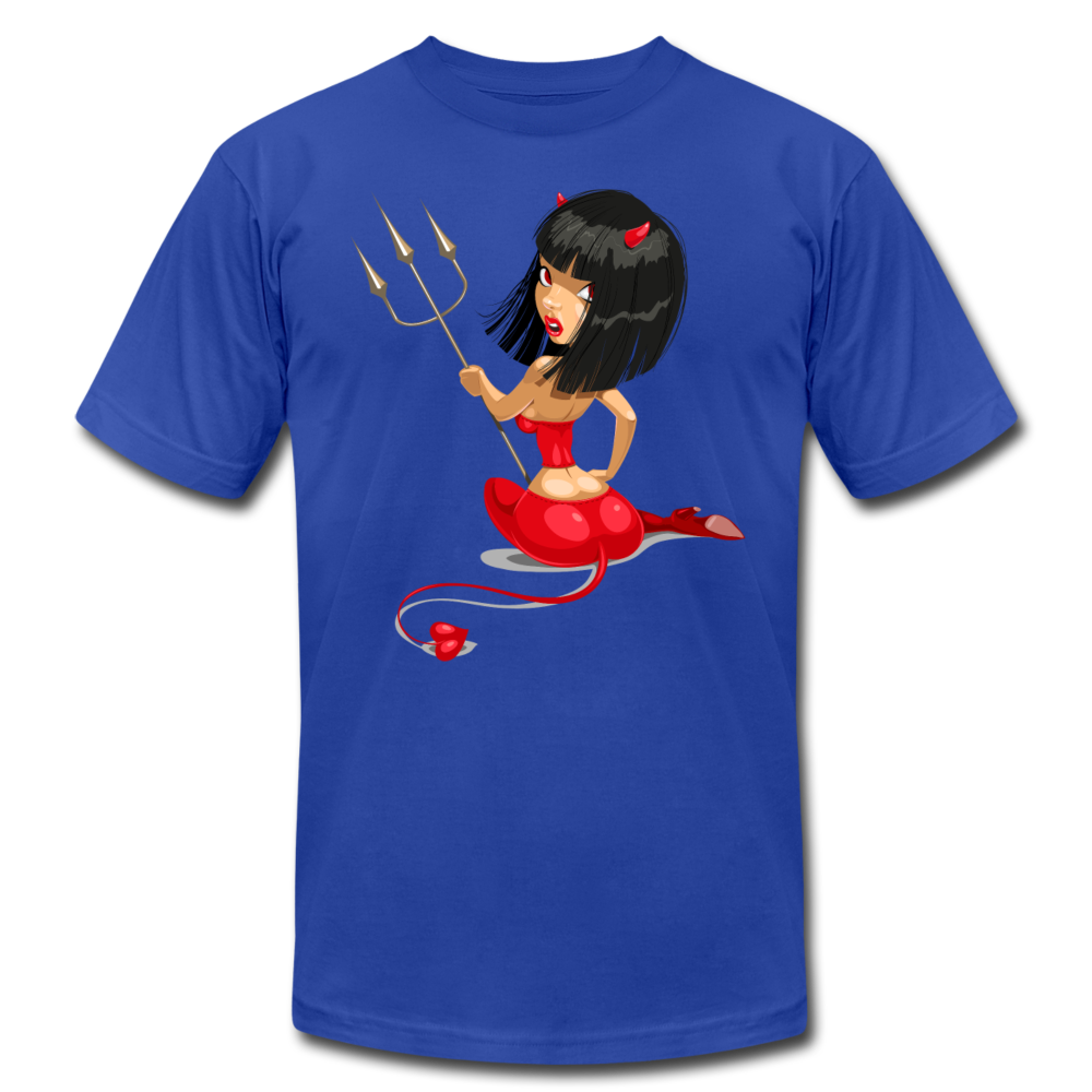 Devil Girl Cartoon T-Shirt - royal blue