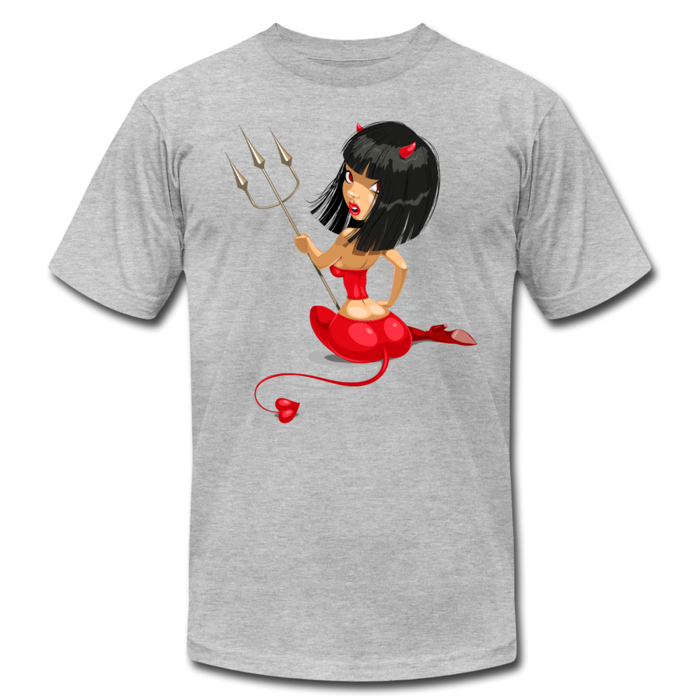 Devil Girl Cartoon T-Shirt - heather gray