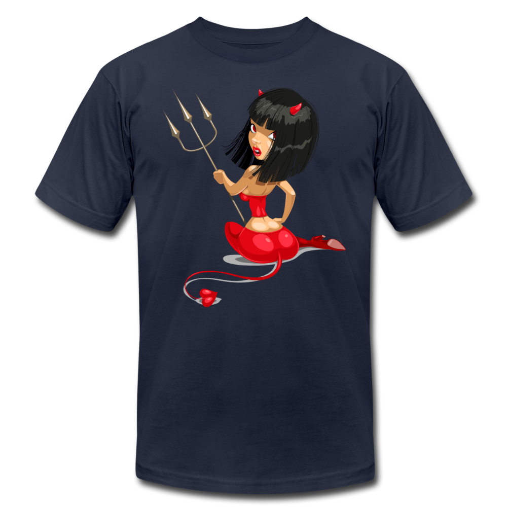 Devil Girl Cartoon T-Shirt - navy