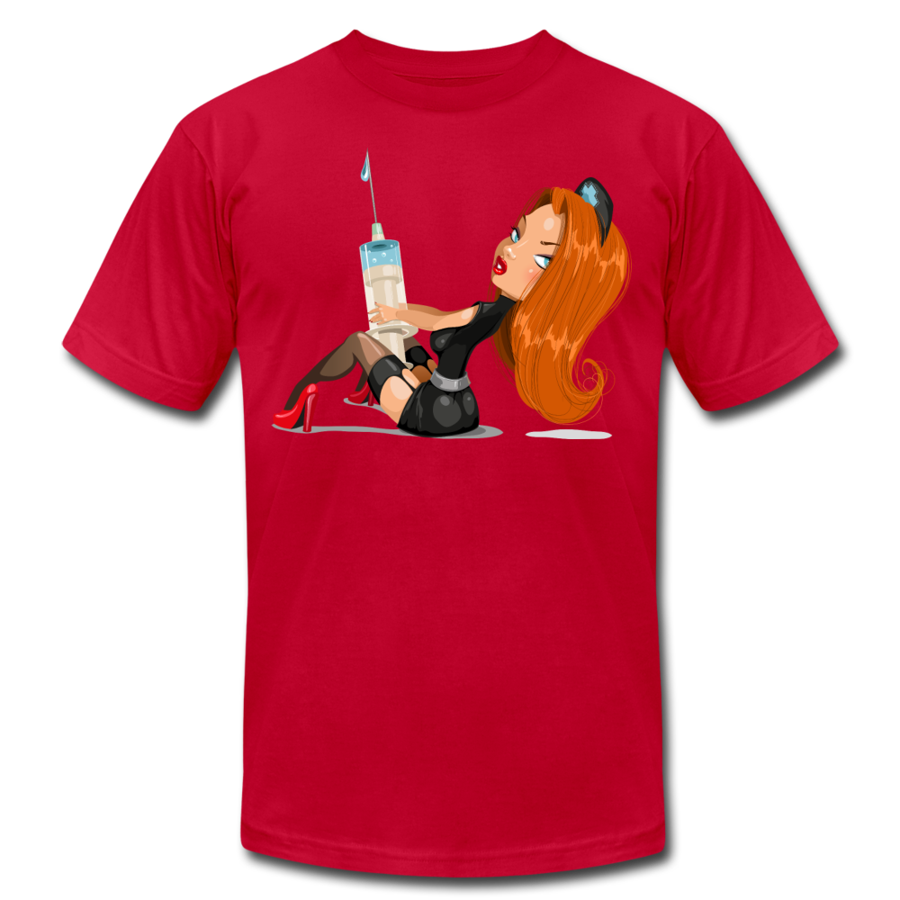 Nurse Cartoon T-Shirt - red