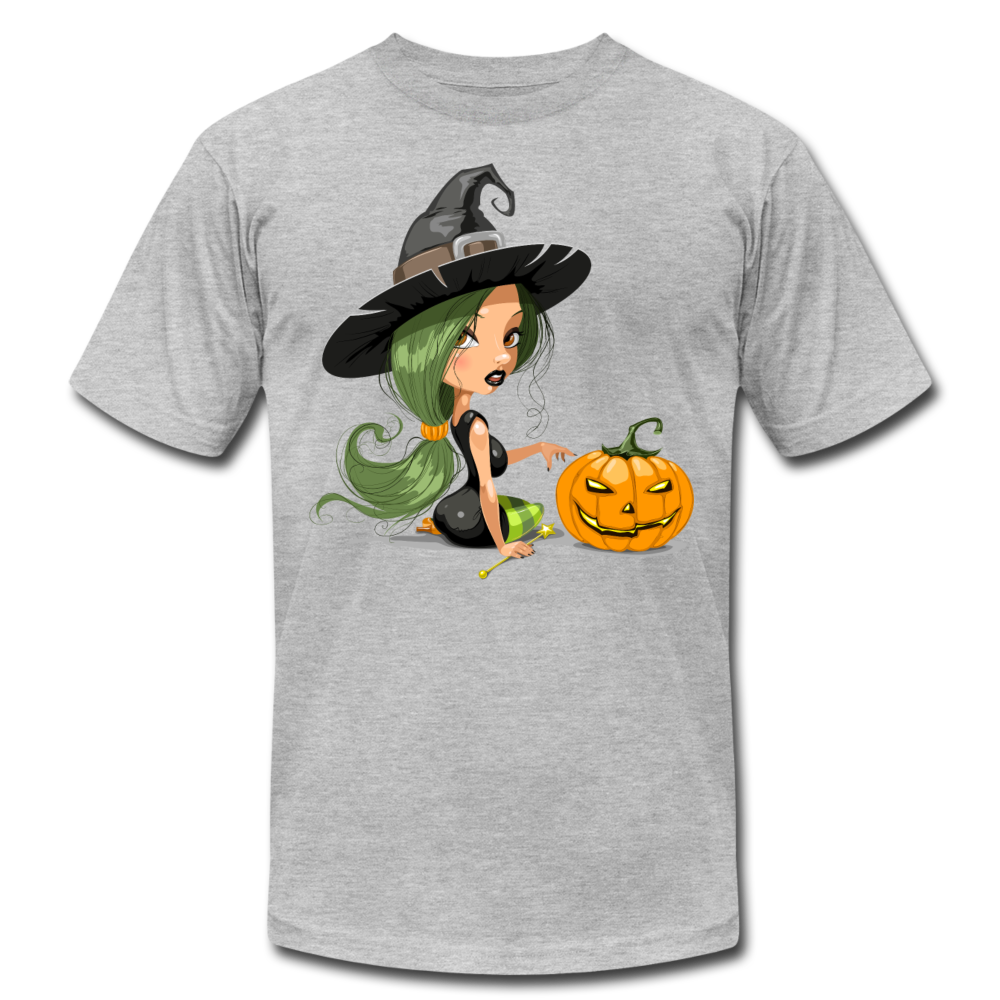 Halloween Witch Cartoon T-Shirt - heather gray