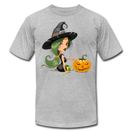 Halloween Witch Cartoon T-Shirt - heather gray