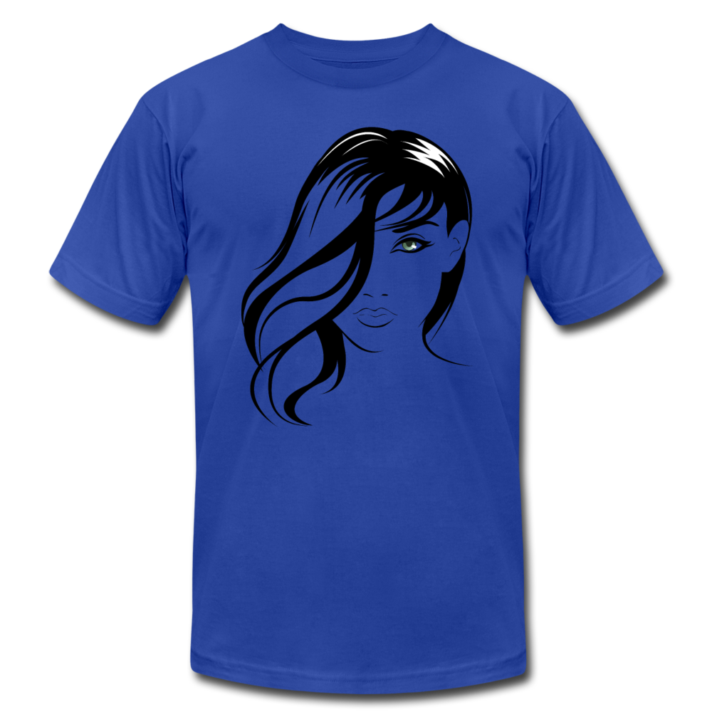 Black & White Girl Face T-Shirt - royal blue