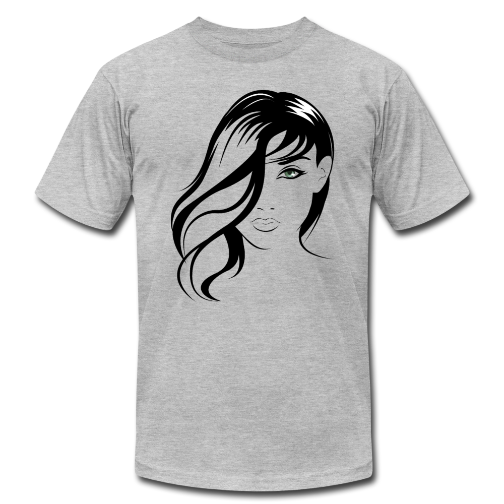 Black & White Girl Face T-Shirt - heather gray
