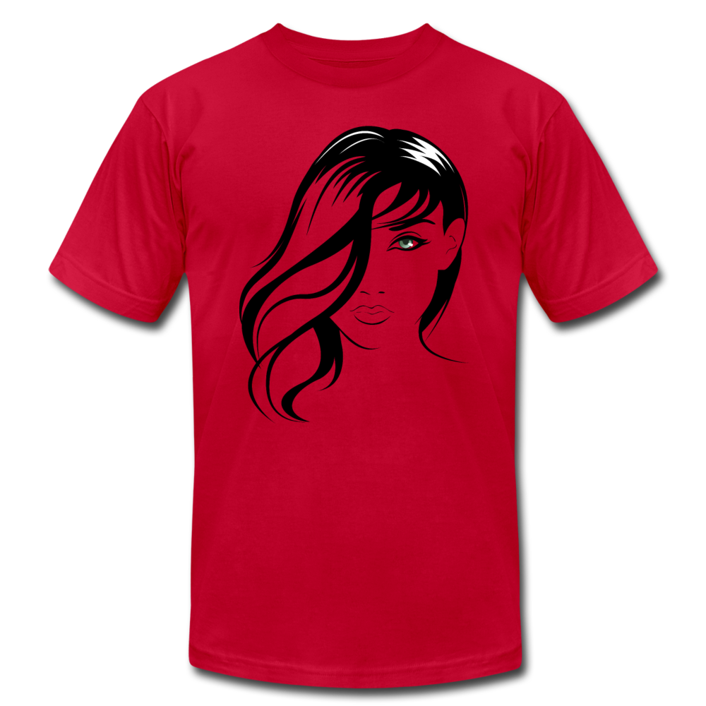 Black & White Girl Face T-Shirt - red