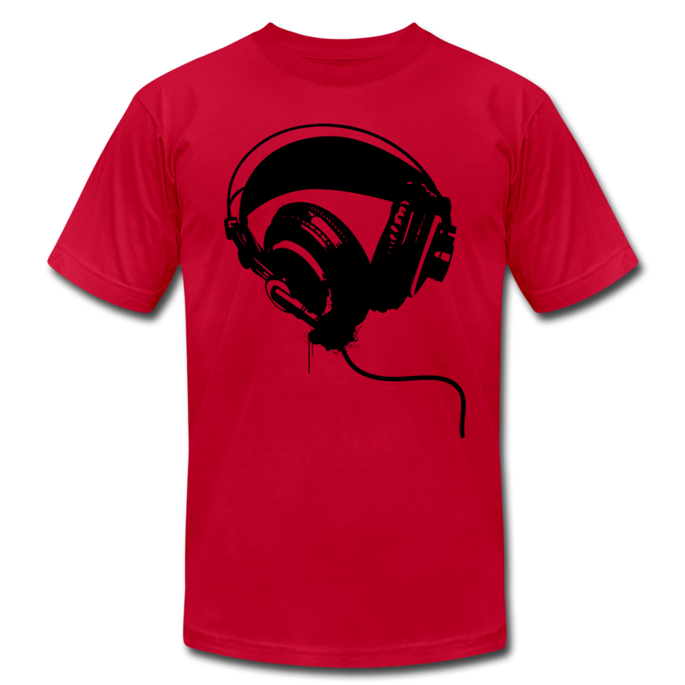 Black & White Headphones T-Shirt - red