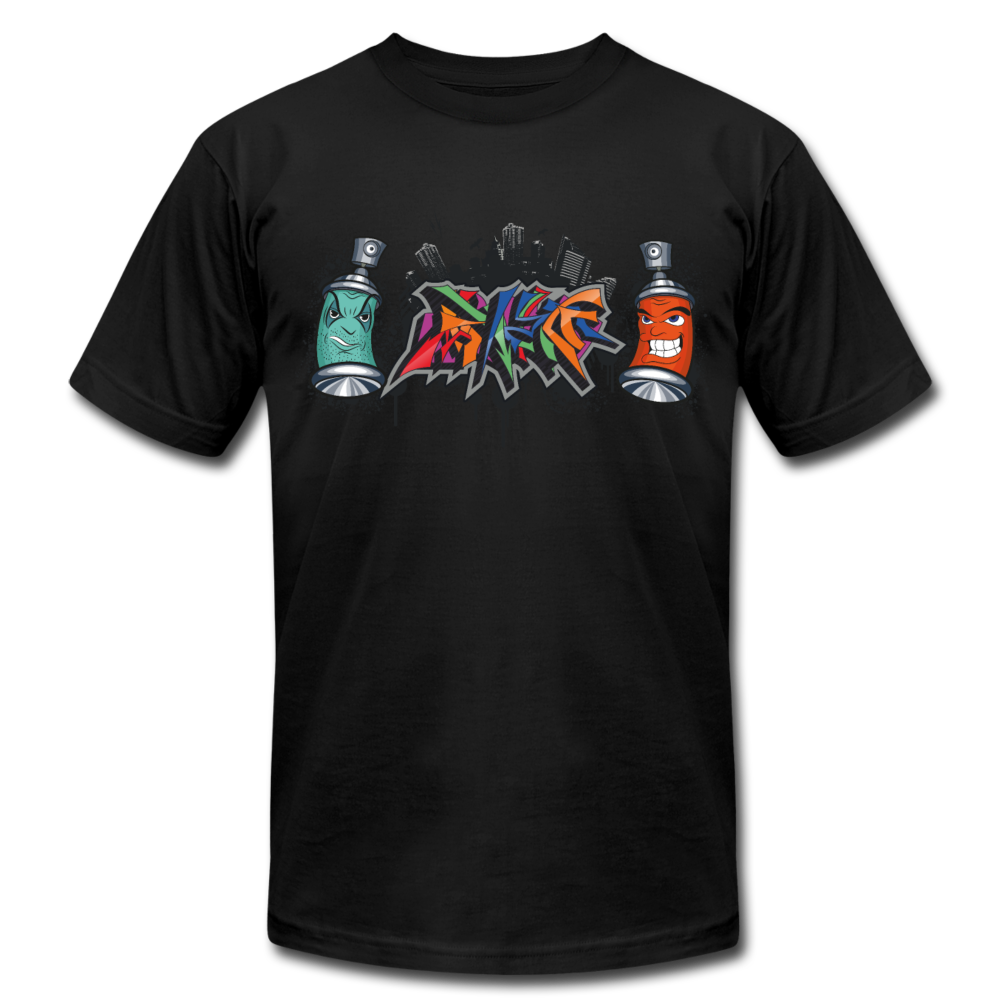Colorful Graffiti Spray Cans T-Shirt - black