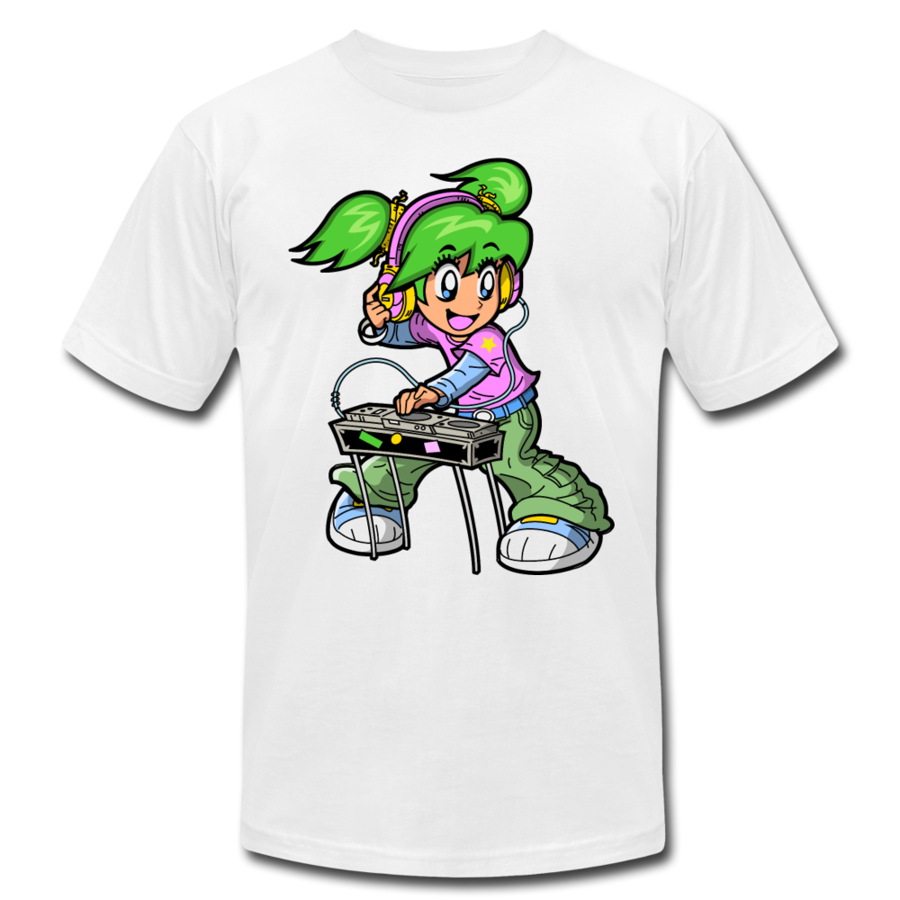 DJ Girl Cartoon T-Shirt - white