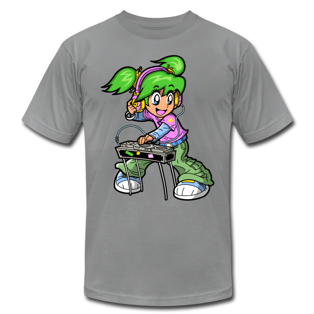 DJ Girl Cartoon T-Shirt - slate