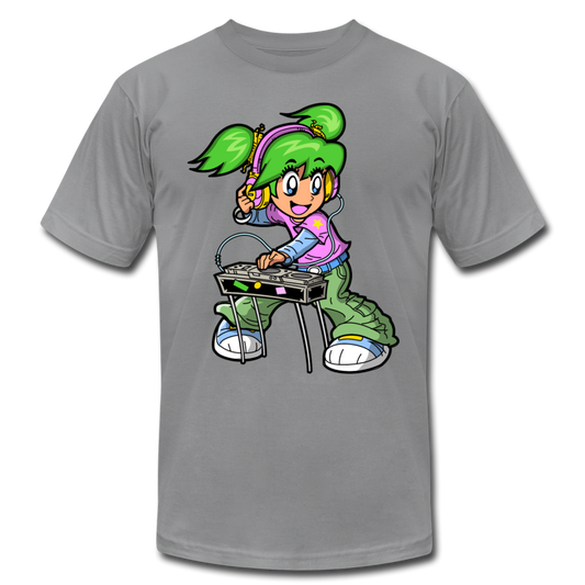 DJ Girl Cartoon T-Shirt - slate